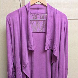 ~NWT Purple Cardigan with lace on the back.